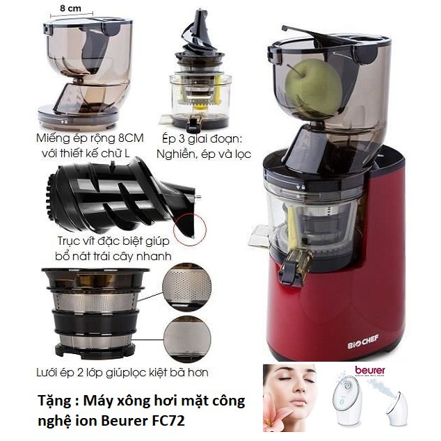 Máy ép trái cây BioChef 666 - Made in Australia - Bảo hành 15 năm + Tặng Máy xông hơi mặt công nghệ ion Beurer FC72