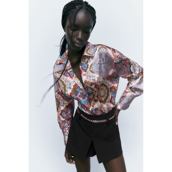 Zara Áo Sơ Mi Vải Lụa satin Thời Trang Mùa Hè Cá Tính 7969237