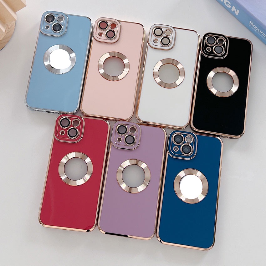 Ốp Điện Thoại Silicon Dẻo Hở Táo Logo Sang Trọng Mạ Viền CD Cho iPhone 13 Promax/13/12promax/12/11 Pro Max/11Pro/11 đẹp