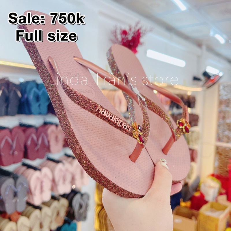 dép HVN kim tuyến viền mix charm nhỏ