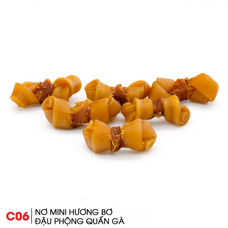 Nơ Hương Bơ Đậu Phộng Quấn Gà, Xương Gặm Cho Chó Fonti Inu, Thơm Ngon, Làm Sạch Răng, 6Cục/100g/Túi, Made in Vietnam C06