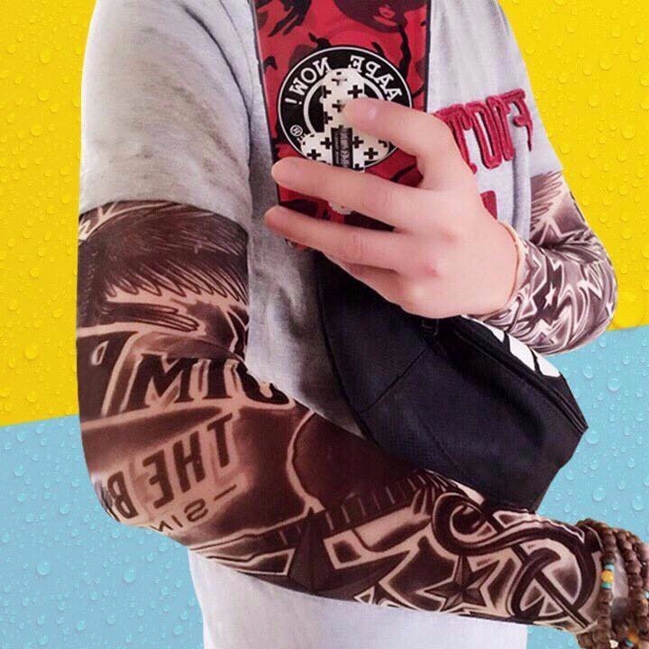 1 Đôi Găng Tay Tatoo Bao Tay In Hình Xăm Tạm Thời 3d Nghệ Thuật Chống Nắng Tia Uv