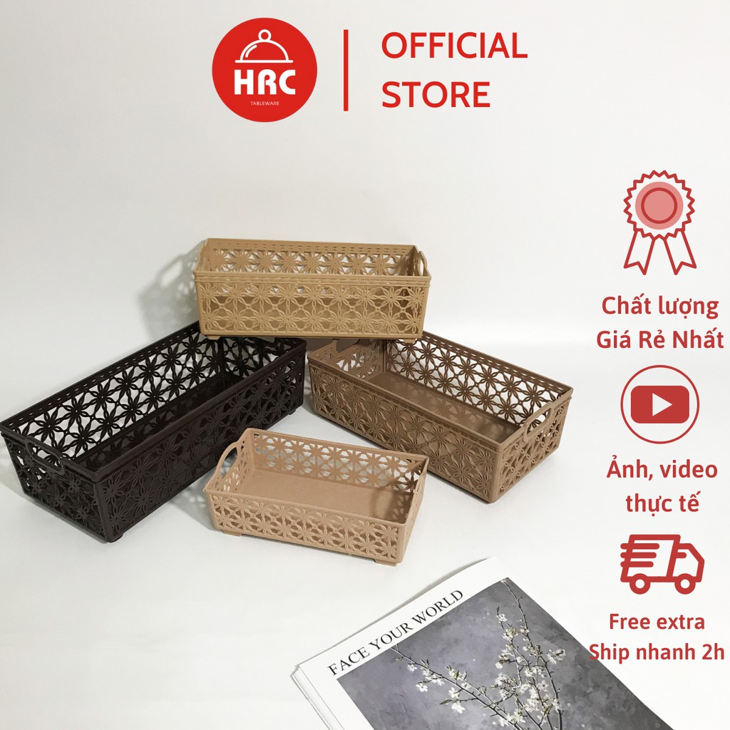 Rổ nhựa đựng đồ có tay cầm  Rổ kiểu dáng Hàn Quốc màu sắc trang nhã đủ 3 size