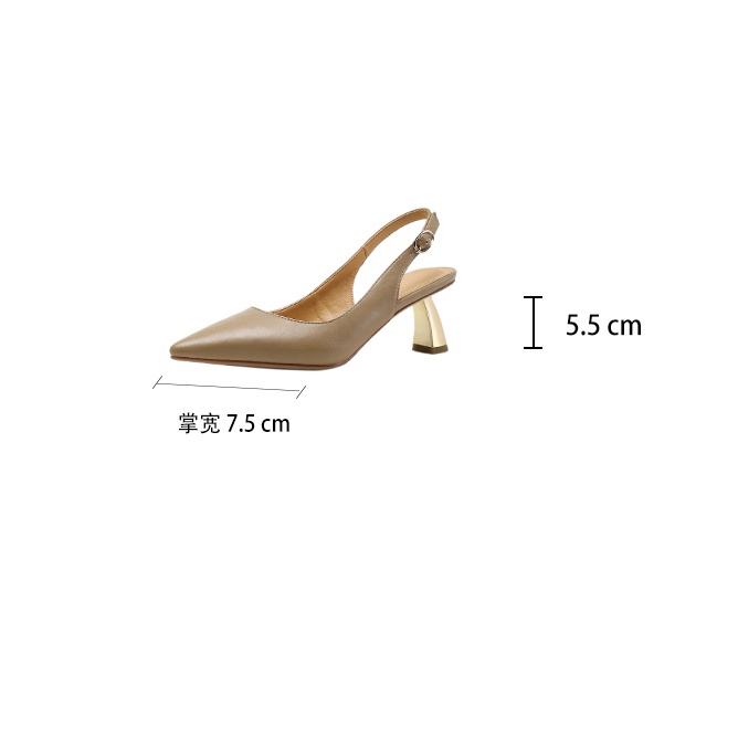 Giày Mules cao gót mũi nhọn bít mũi hở gót slingblack phong cách Hàn Quốc thanh lịch công sở