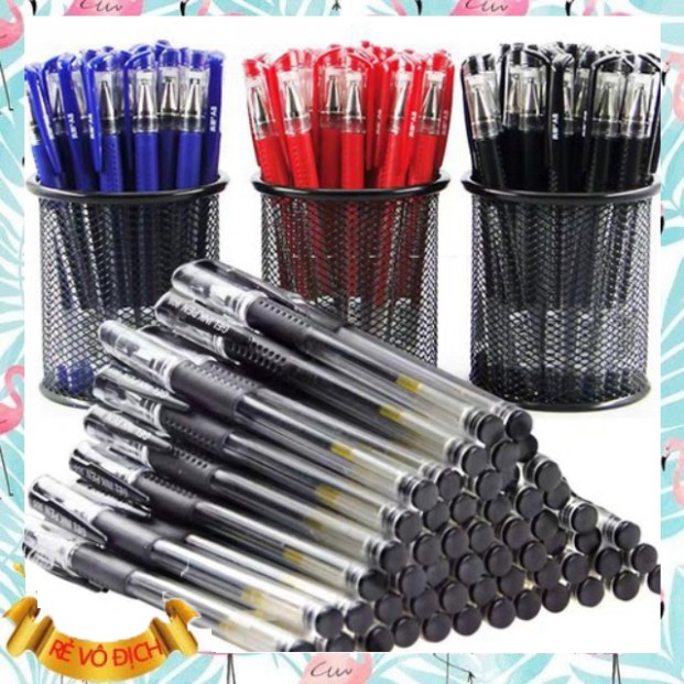Set 100 bút bi nước có nắp đậy (màu xanh và màu đen)