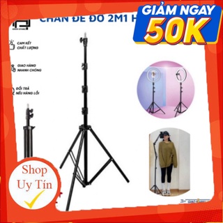 Chân đỡ đèn livestream Cao Cấp chiều cao tối đa 2m1, Đế 3 chân loại to siêu chắc chắn đa năng tiện dụng