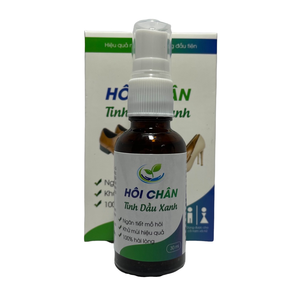 Xịt Khử Mùi Hôi Chân Tinh Chất Thiên Nhiên 100% Organic, Hàng Chính Hãng Tinh Dầu Xanh Chai 30ml