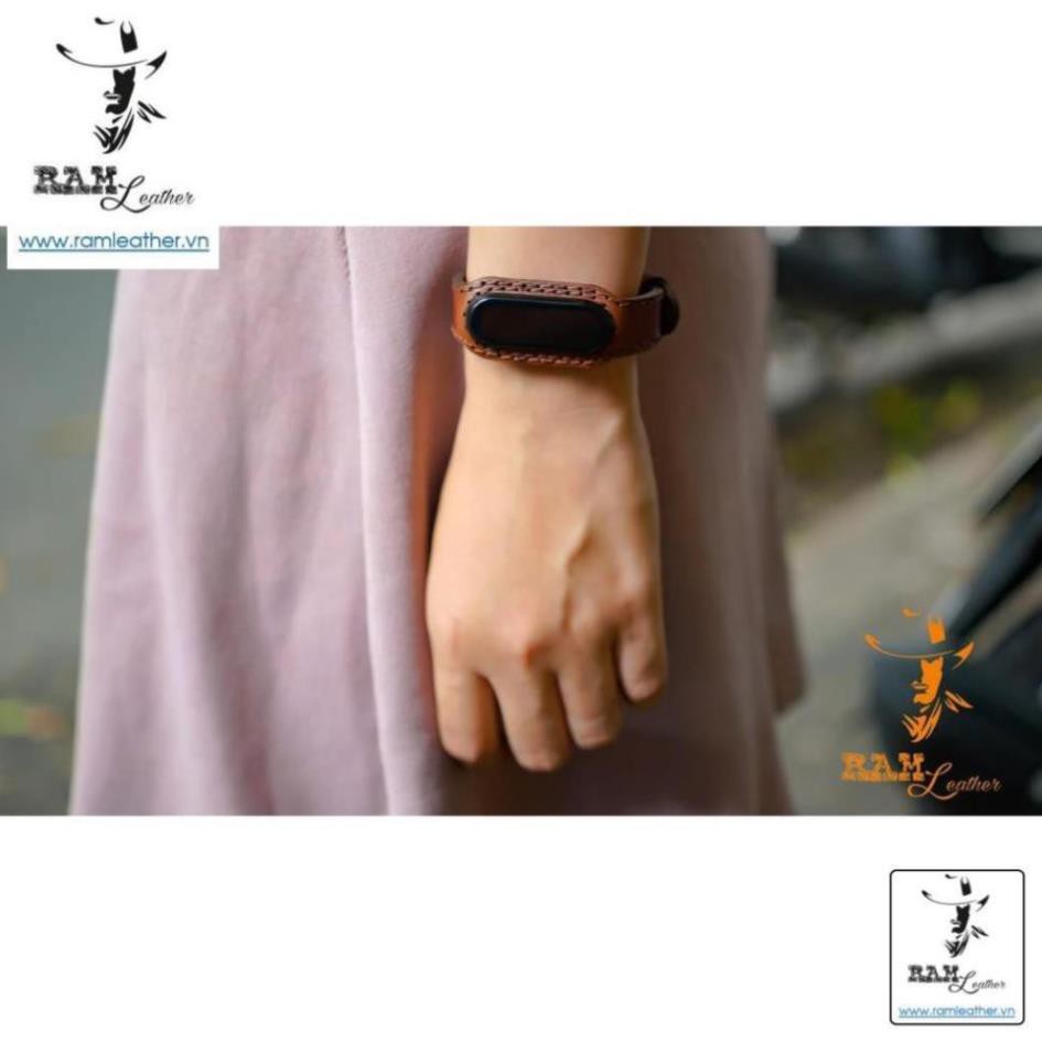 DÂY ĐỒNG HỒ CHO MIBAND DA BÒ NÂU ĐỎ - RAM LEATHER