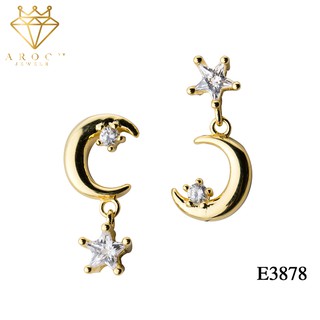 Khuyên tai bạc Ý s925 Moon Stars Diamond E3878 - AROCH Jewlery