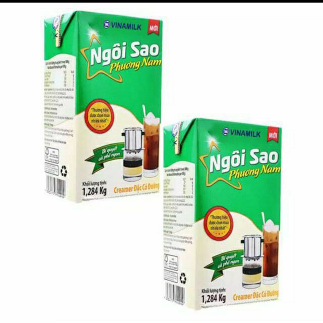 Sữa Đặc Ngôi Sao Phương Nam Xanh Lá Hộp Giấy 1.284g .