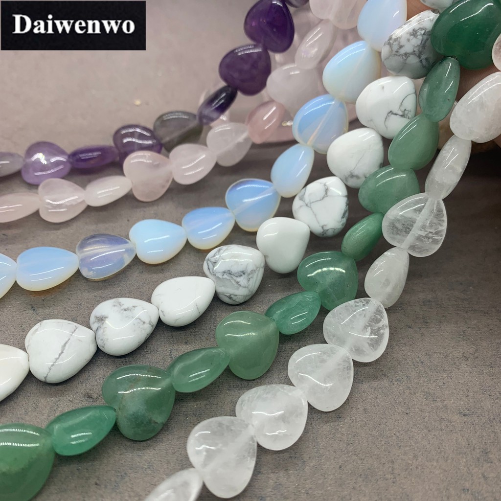 Set 6 Loại Hạt Đá Opal Tự Nhiên Hình Trái Tim 14mm Làm Trang Sức DIY