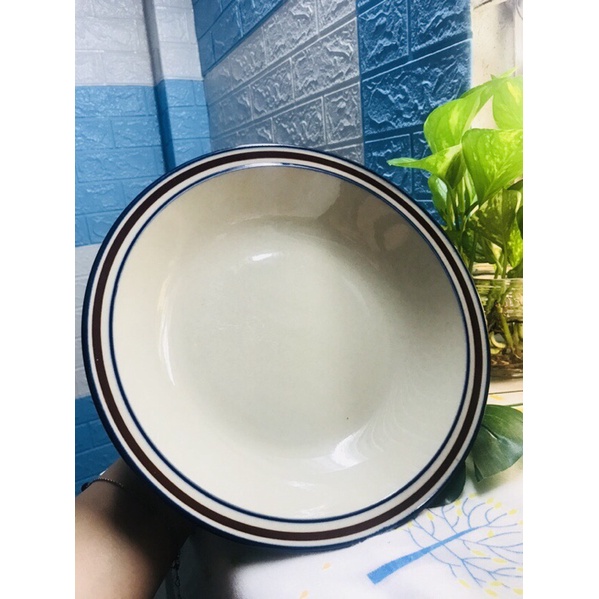 Dĩa sâu lòng viền nâu