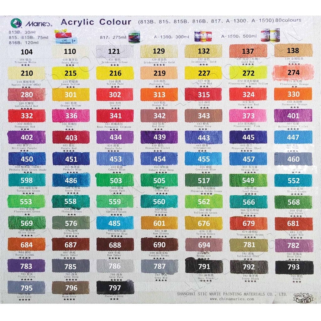 [ARTDOOR] Màu vẽ Acrylic MARIES dạng Hũ lẻ (300ml)