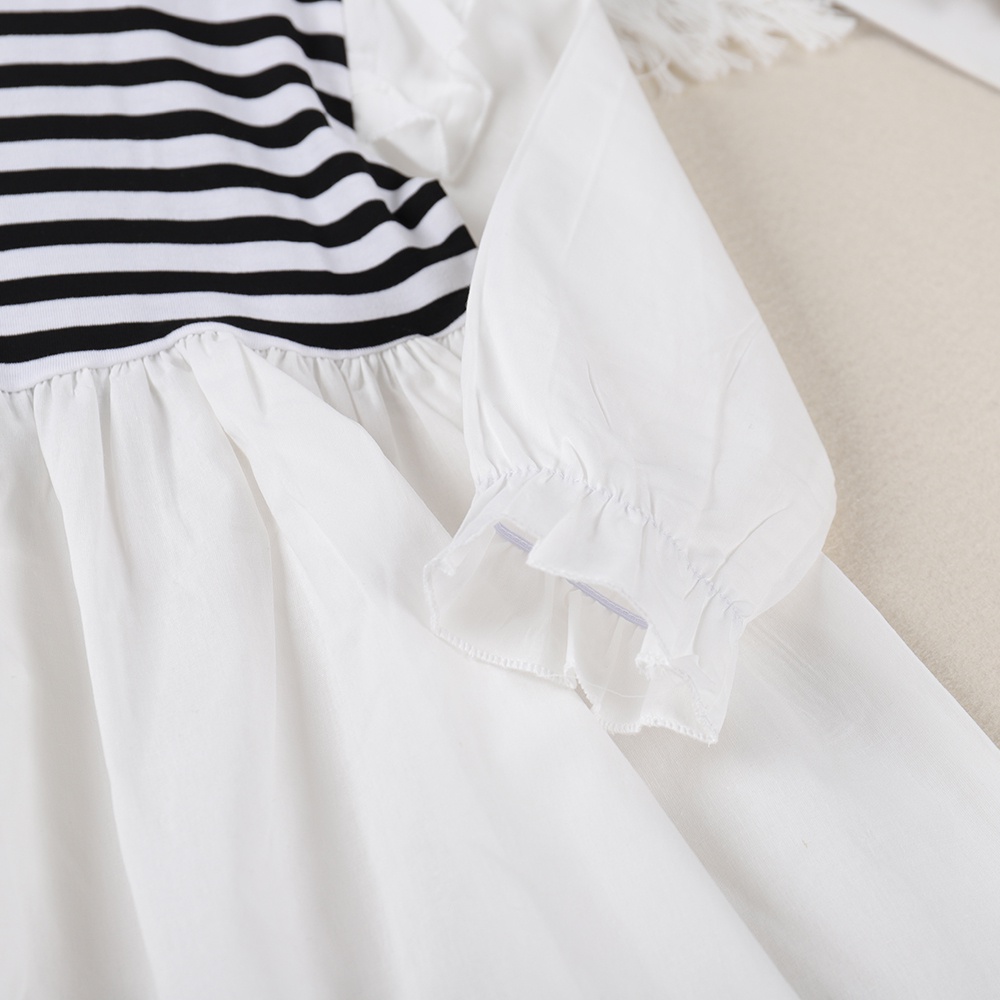 Đầm sơ mi BEAR LEADER kẻ sọc tay phồng giả hai mảnh phong cách Hàn Quốc thời trang mùa hè cho bé gái 2-7 tuổi