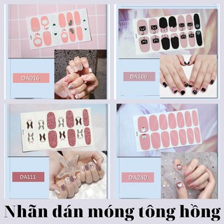 Set 14 Sticker Dán Móng, Nhãn Dán Móng Tông Hồng 💖💖💖