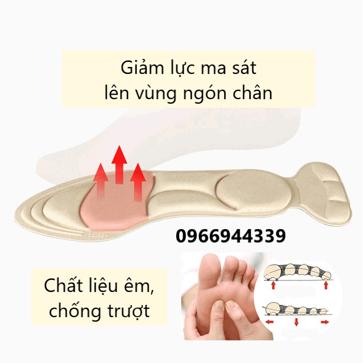 Miếng Dán Lót giày CHO BÀN CHÂN VÀ TRÊN GÓT, GIÀY RỘNG SIZE chống đau gót, êm chân, cho mọi kiểu giày, bộ 2 cái