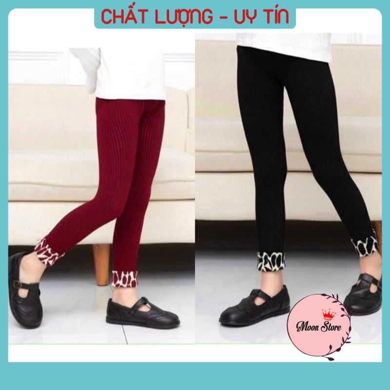 Quần tất quần legging len tăm trẻ em cho bé gập gấu da báo có size