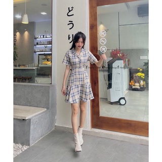 ĐẦM CỔ VEST ĐÍNH NÚT ĐUÔI CÁ
