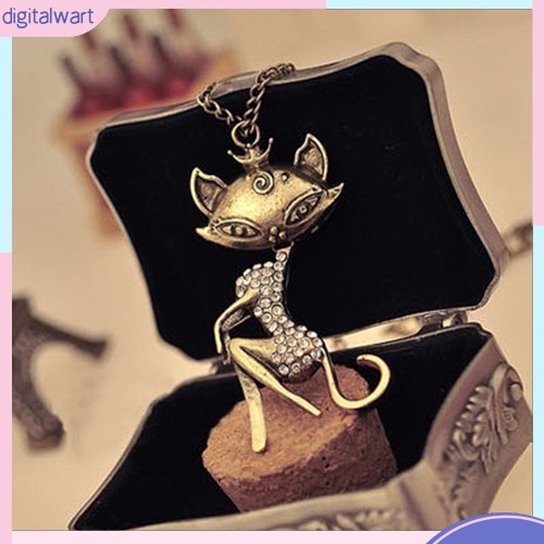 Dây chuyền hình mèo đính đá phong cách quyến rũ thanh lịch dành cho nữ