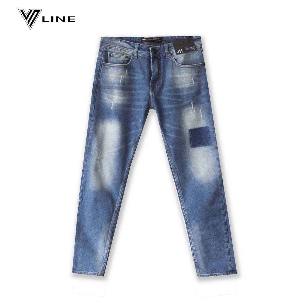 Quần jean nam, quần bò loang dáng ôm vừa vặn chất cotton co giãn VNLINE - QJAX206