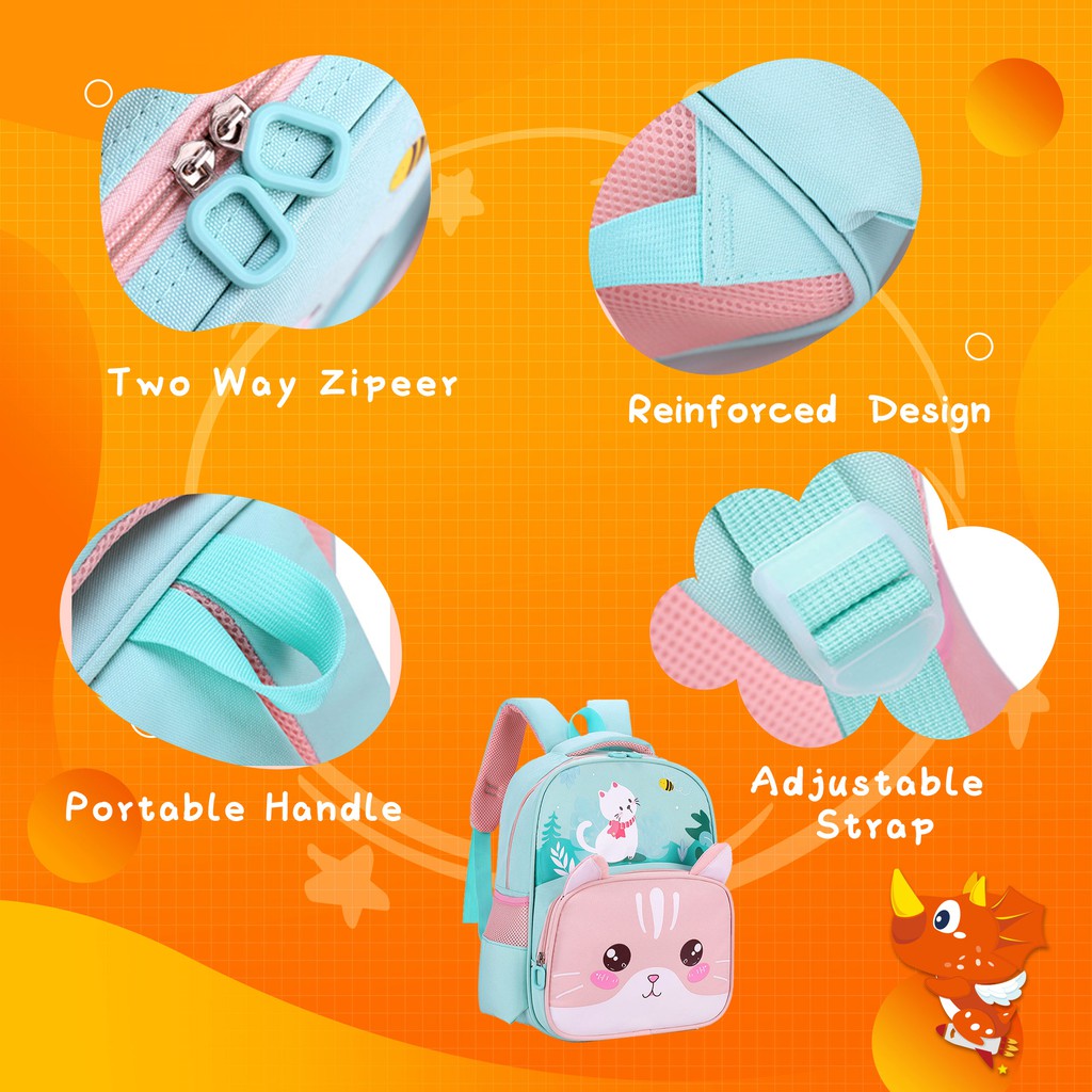 Ba Lô Đi Học 35cm Chống Thấm Nước Thoáng Khí In Hình Động Vật Hoạt 