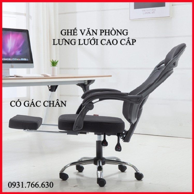 [ RẺ VÔ ĐỊCH ] Ghế lưới văn phòng cao cấp chân xoay 360 độ có ngả lưng ( Có gác chân )