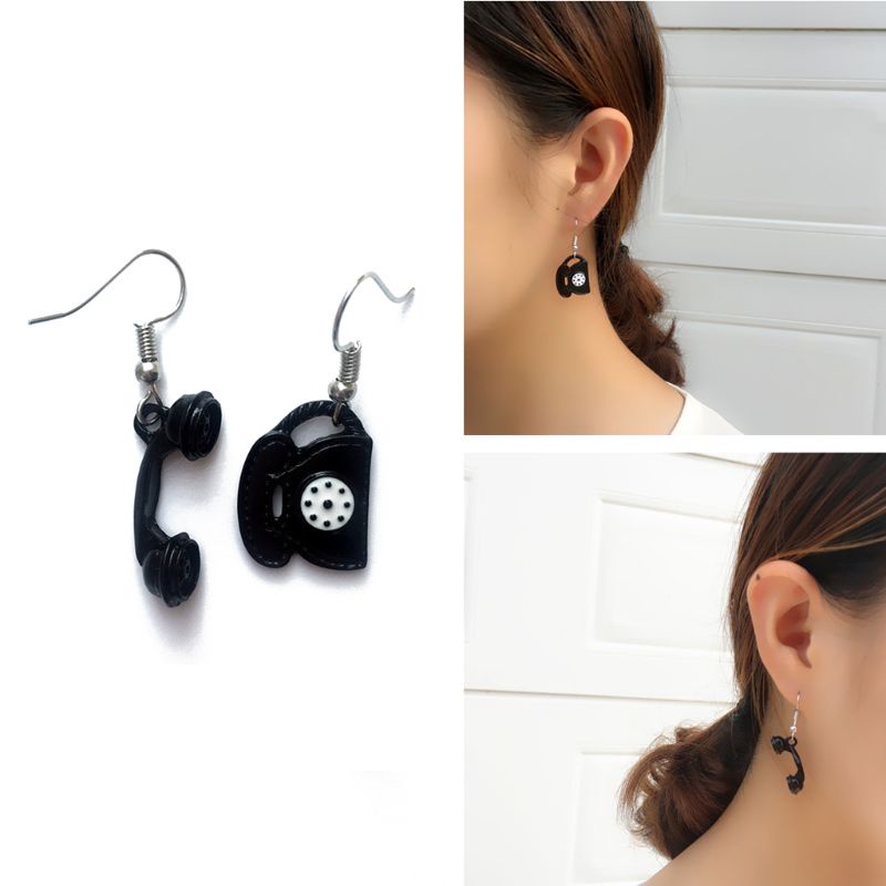 Seng Bông Tai Đinh Tán Dài Hình Điện Thoại Di Động Nhỏ Đơn Giản Bằng Hợp Kim Cho