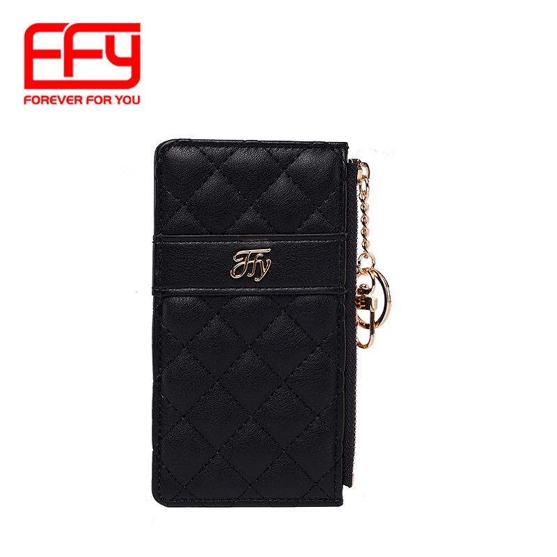 Ví Đựng Tiền Xu/Thẻ Bằng Da Pu Có Khóa Kéo Đơn Giản Phong Cách Hàn Quốc