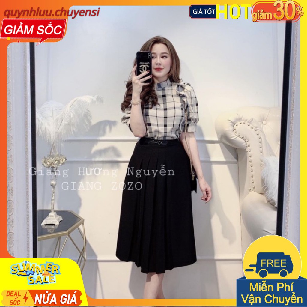 BÁN SỈ SET ÁO KẺ TAY BỒNG + CHÂN VÁY ( CÓ BÁN RỜI ÁO VÀ CHÂN VÁY)