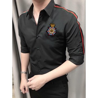 [HÌNH THẬT] Áo Sơ Mi Nam Đen Thêu Logo Siêu Đẹp | Hàng Chuẩn SM14 (Ảnh thật)