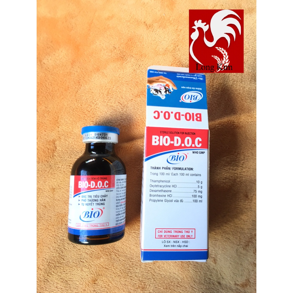 Bio DOC chai 20ml viêm phổi, phó thương hàn trên Heo, trâu, bò, dê, cừu, chó, mèo, gà đá, gia cầm
