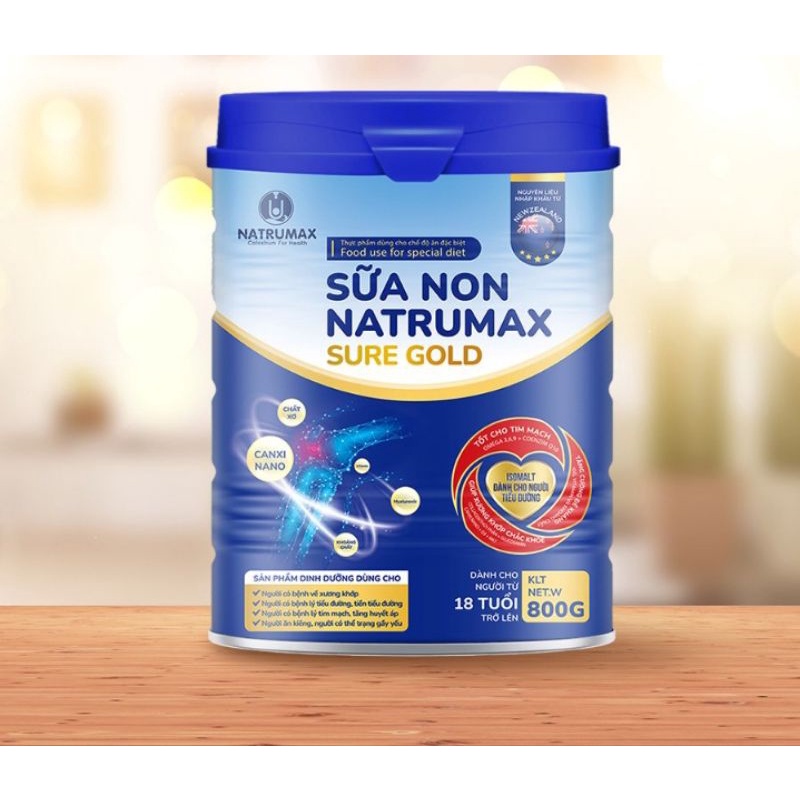 Sữa non Natrumax Sure Gold 800g dành cho người từ 18t trở lên.(kèm quà tặng)