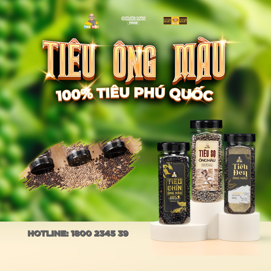 Tiêu Chín [DATE 8/11/23], Tiêu Sọ, Tiêu Đen Color Man hộp 300 gram nguyên hạt đặc trưng từ vùng Phú Quốc nổi tiếng