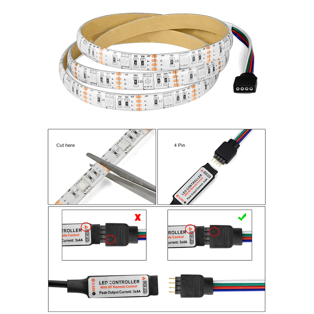 ❀SIMPLE❀ 1m 2m 3m RGB Light 5V Flexible Lamp 5050 LED Strip Desktop PC TV Backlight USB Remote Control Home Decoration Bias Lighting