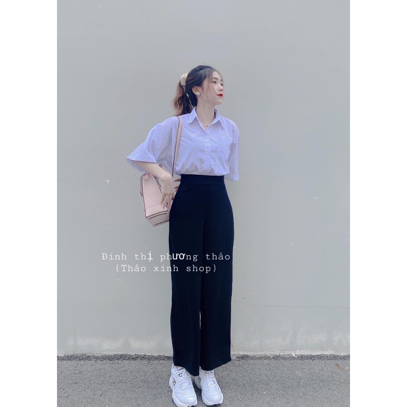 Quần ống rộng suông dài khoá hông KH77, quần ống rộng culottes cạp cao fom chuẩn cho nữ | WebRaoVat - webraovat.net.vn