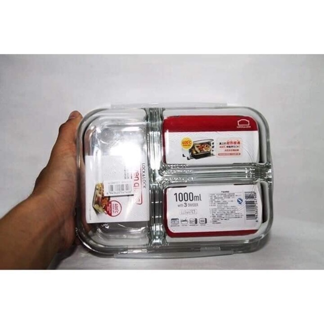 SẴN [3 ngăn- 2 ngăn 1000ml] Hộp cơm thủy tinh chia ngăn,hộp cơm văn phòng đựng thức ăn cao cấp | BigBuy360 - bigbuy360.vn
