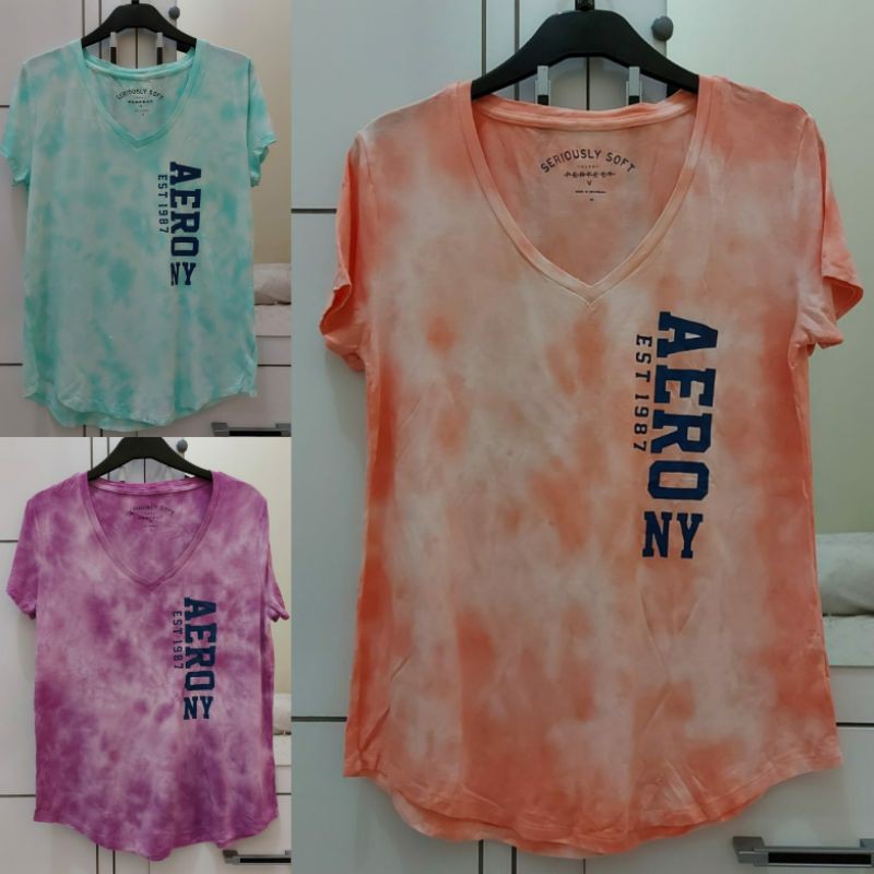 Aeropostale Áo thun nữ cổ chữ v nguyên bản AERO87