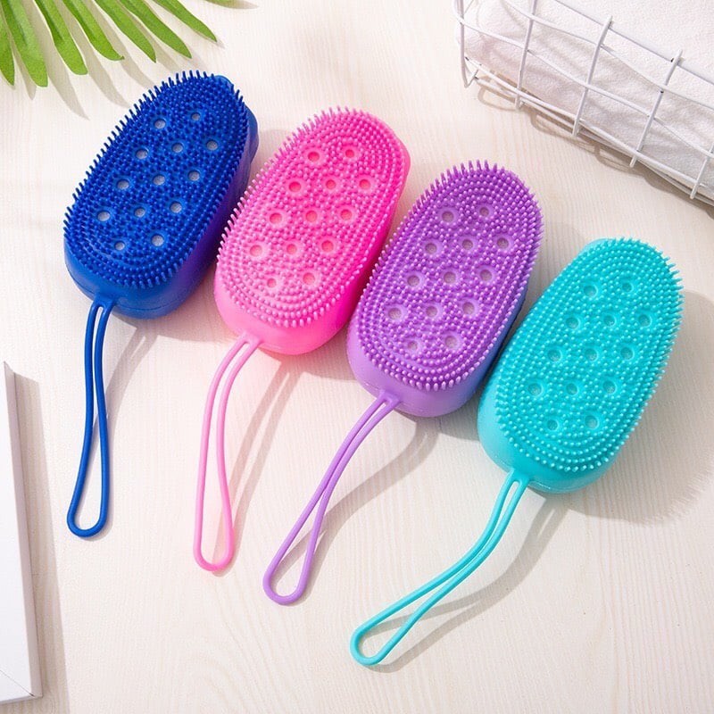 BÔNG TẮM SILICON TẠO BỌT MASSAGE HÌNH CHUỘT CUTE, BÔNG TẮM TẨY DA CHẾT 2 MẶT SILICONE (màu ngẫu nhiên)