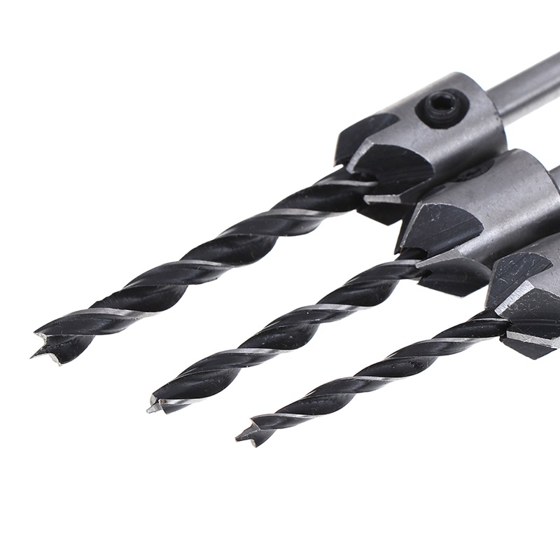 [newwellknown 0610] 4pcs flute countersink drill bit set chamfer woodworking power 3mm-6mm tool