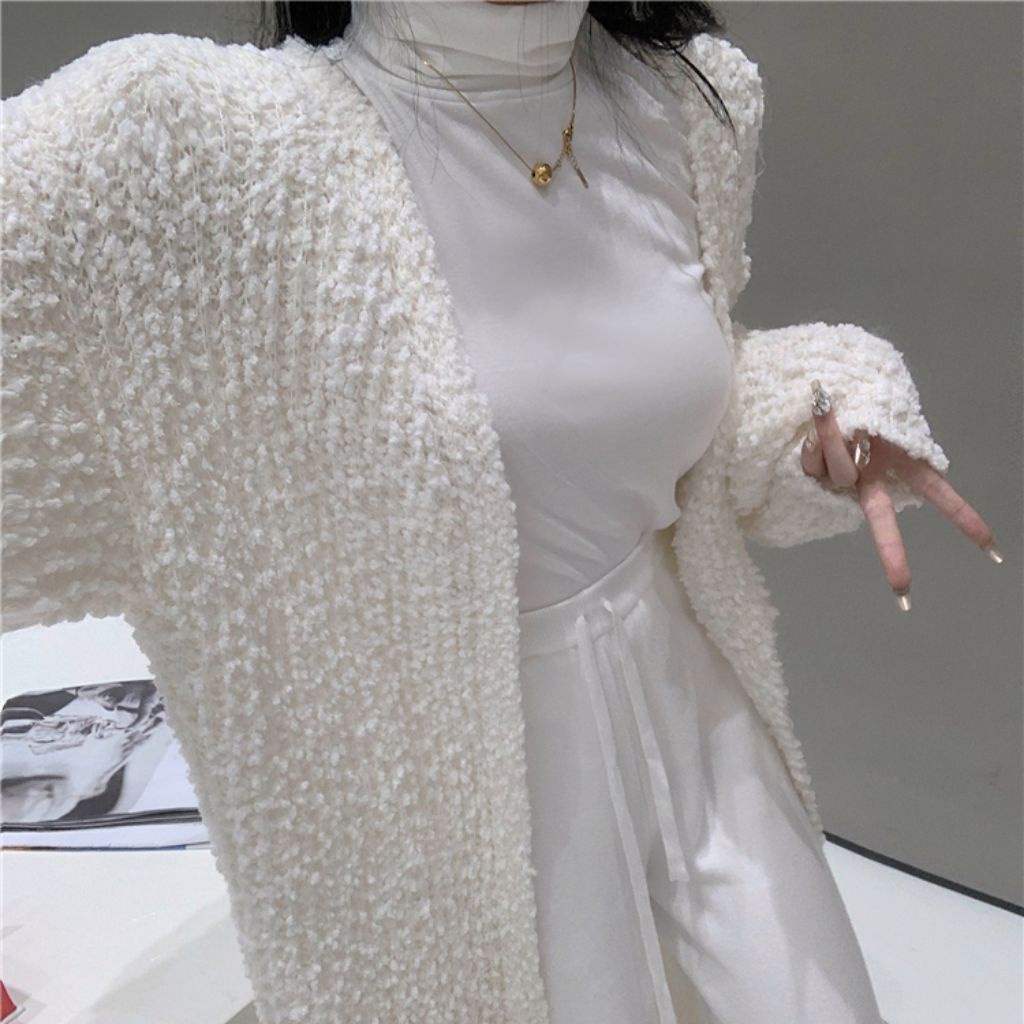 Áo choàng len dáng dài, áo khoác cardigan dài mỏng nhẹ phù hợp mùa thu hàng order Taobao nhà Oanhdilys