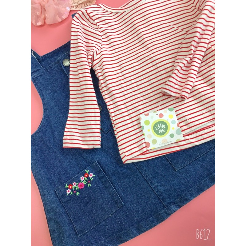 [HÀNG MỚI VỀ] Sét yếm jean kèm áo cotton Little Me cực xinh