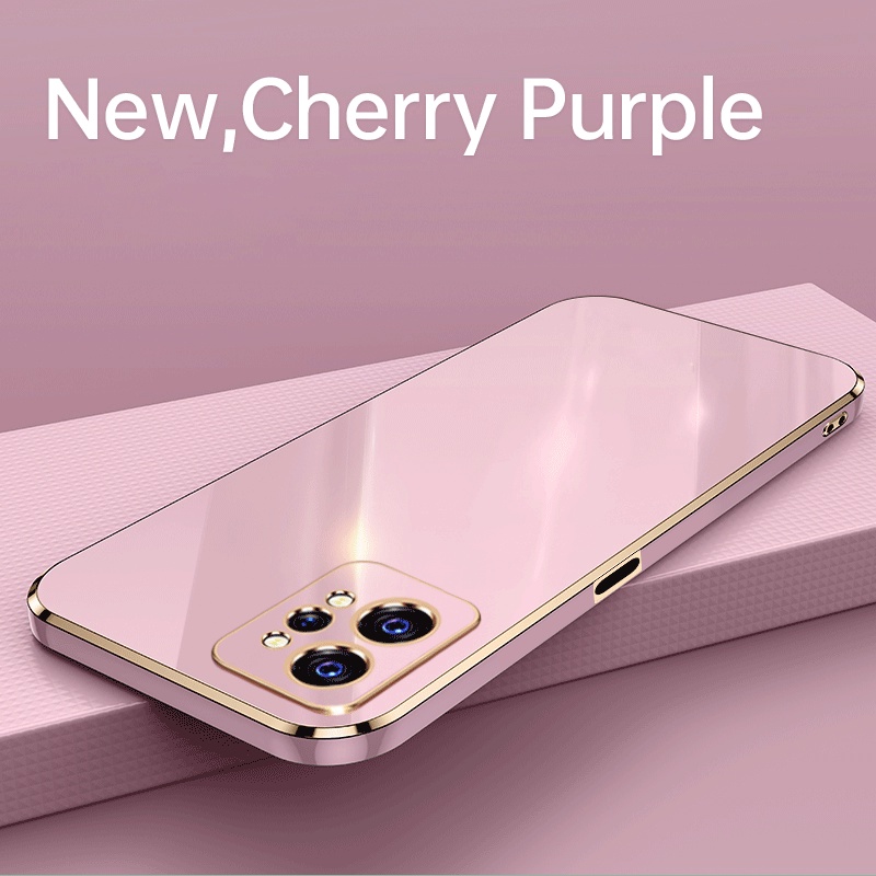 Ốp Điện Thoại TPU Silicon Mềm Chống Sốc Viền Vuông Mạ Vàng Sang Trọng Cho Realme C31 C35 C21Y C25Y C21 C20 C11 2021 C15