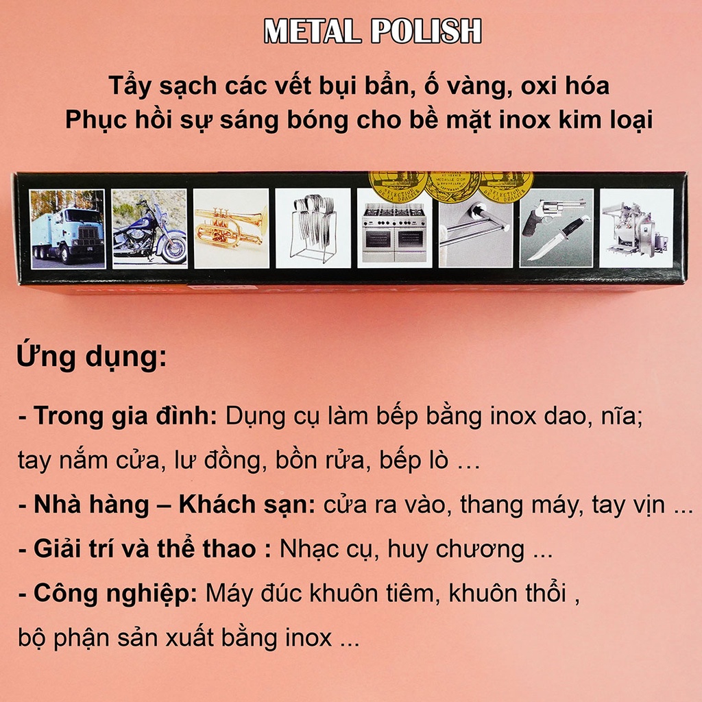 Kem metal polish 75g, kem đánh bóng viền, kim loại inox