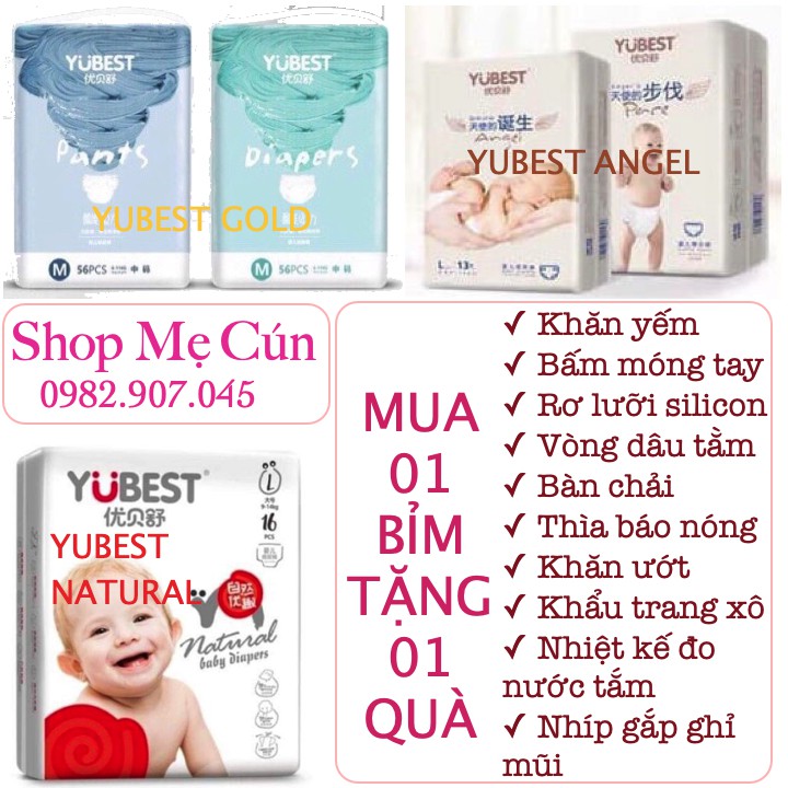 (Tặng quà 0đ) Tã quần/dán Yubest Natural/Gold/Angel nội địa Trung S90/M84/L78/XL72/XXL66