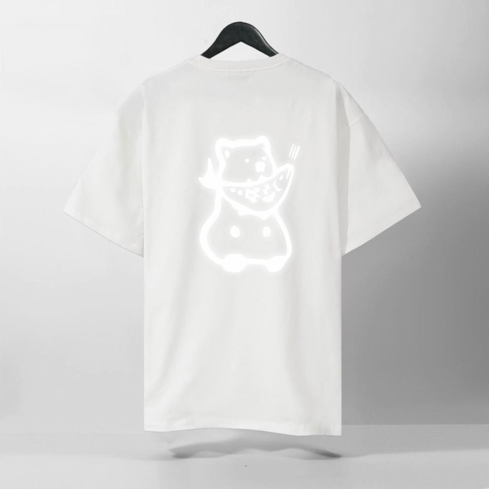 Áo Thun Tay Lỡ Gấu Cá Phản Quang, Form rộng oversize, áo phông unisex, chất liệu Cotton - KKIM Shop