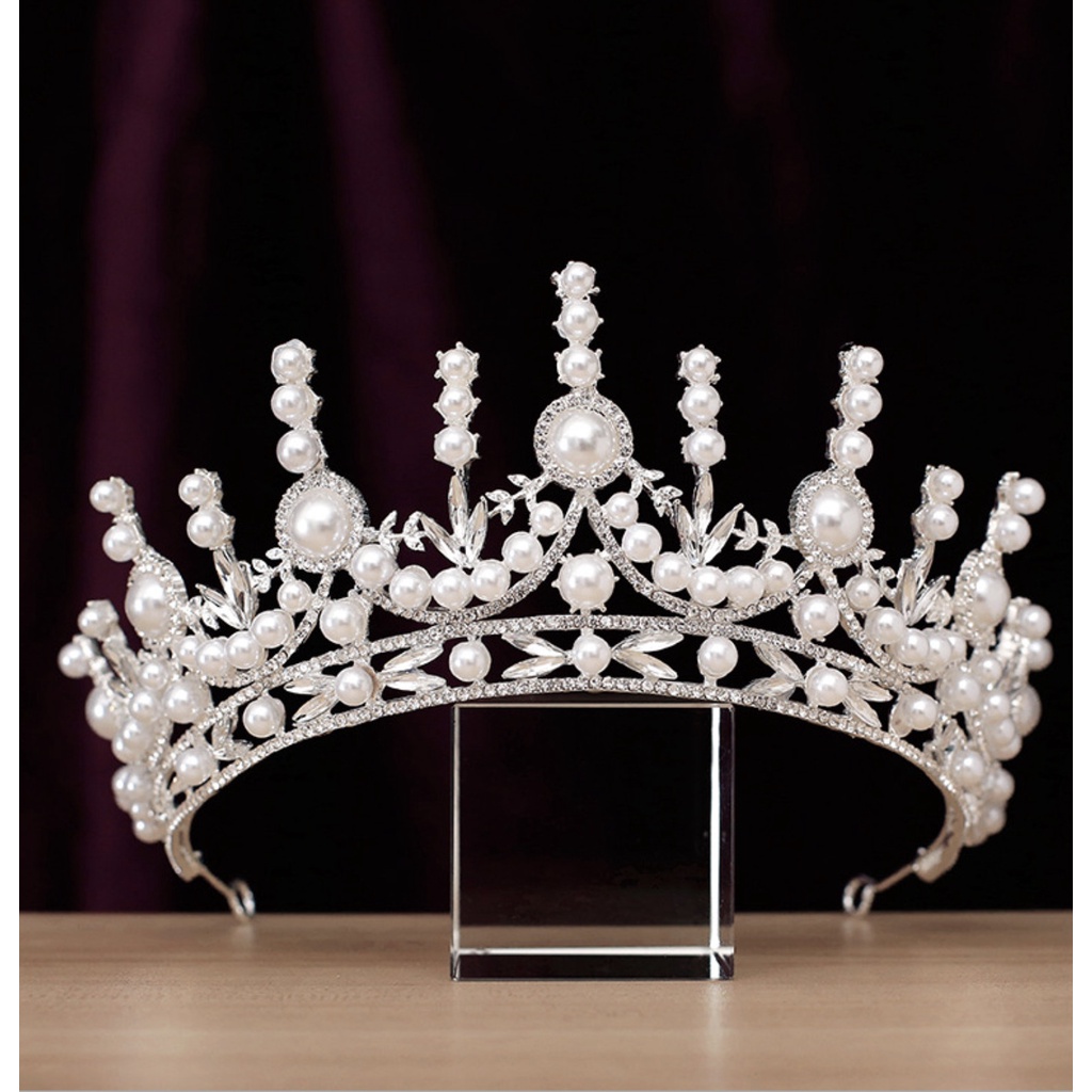 [HCM] Vương miện cô dâu đính đá hạt trai cao 8cm Giangpkc SP221318