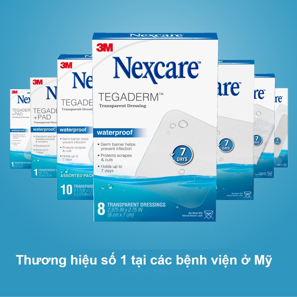 Miếng dán vết thương trong suốt Tegaderm Nexcare 3M 10x12cm hộp 4 miếng - Keo dính cao cấp, chống thấm nước H1626