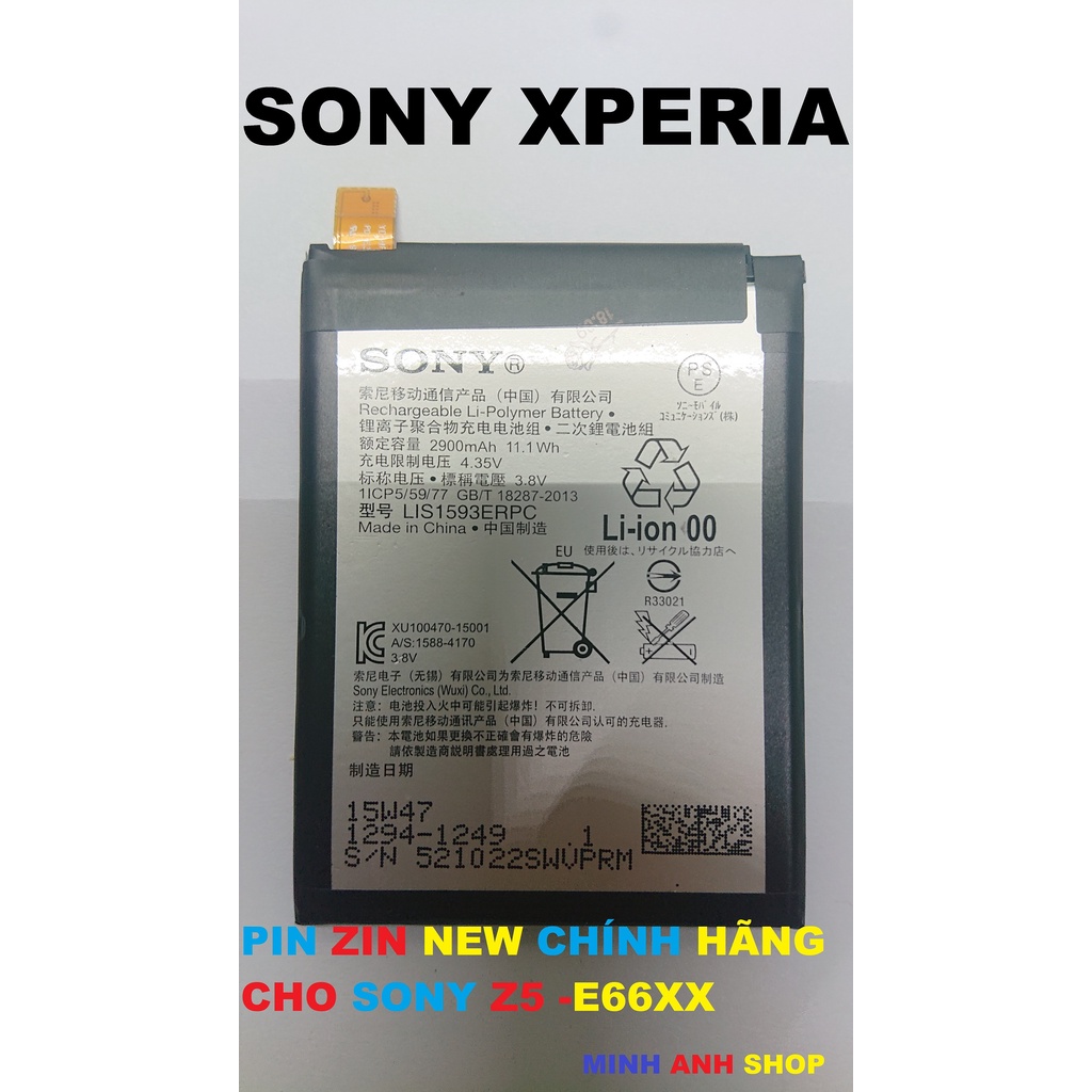PIN ZIN NEW CHÍNH HÃNG SONY XPERIA Z5 ( E6603 ; E6633 ; E6653 ; E6683 ; SO-01H ; SOV32 ;501SO ) : LIS1593ERPC