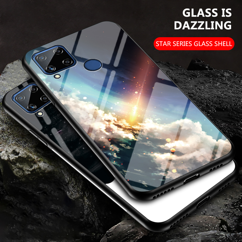 Ốp Lưng Tích Hợp Kính Cường Lực Họa Tiết Đẹp Mắt Cho Realme C25 C21 C20 C15 C12 C11 C3 8 Pro 7 7i 6 6i 5 5i 5s