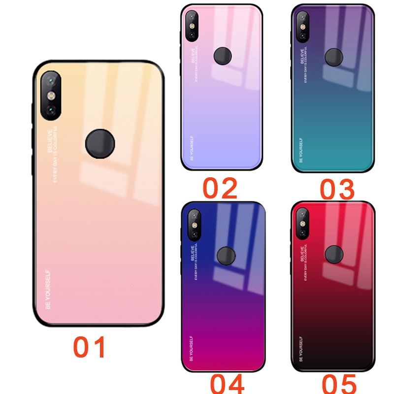 Ốp lưng cường lực Gradient Aurora cho Xiaomi Redmi Note 5 6 Pro Pocophone F1 Mi 8 A2 Lite A1 Mi8 Mi6 Mi6X Mi5X | BigBuy360 - bigbuy360.vn